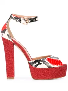 Босоножки на платформе с тиснением под змеиную кожу Madison.Maison, красный