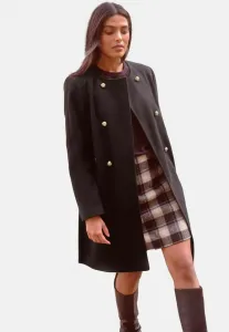 Классическое двубортное пальто прямого кроя без воротника. Love & Roses, Black