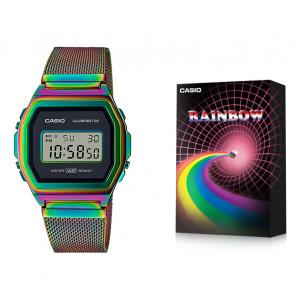 Винтажные цифровые часы Casio Premium в специальной радужной коробке