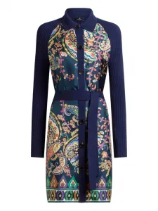 Кардиган в рубчик с узором «пейсли» Etro, синий