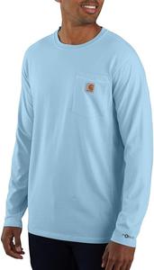 Мужская футболка Carhartt Force свободного кроя средней толщины с длинными рукавами и карманами, Powder Blue