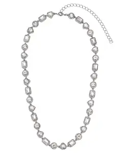 Серебряное ожерелье-цепочка с хрустальным ореолом в форме сердца Adornia, silver