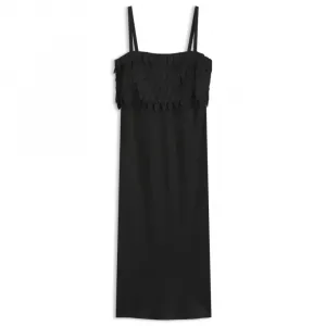 Платье на бретельках с вырезанными лазером деталями Boss