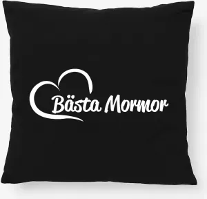 Подушка Huuraa Bästa Mormor Hjärta Gift 40х40см с наполнителем Черный хлопок Bästa Mormor Decor Hellweg Druckerei