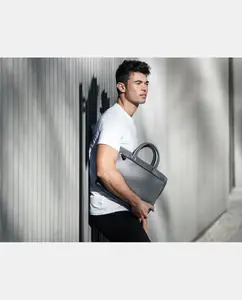 Папка для документов из серой воловьей кожи унисекс Scharlau, серый