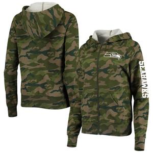 Женская толстовка с капюшоном New Era Camo Seattle Seahawks с молнией во всю длину реглан New Era