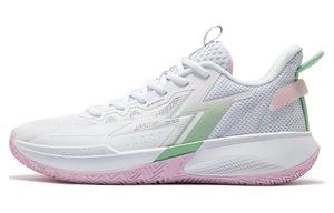 361° Биг3 Тим 3.0 нескользящие и дышащие низкие баскетбольные кроссовки мужские бело-зелено-розовые, цвет White Green Pink