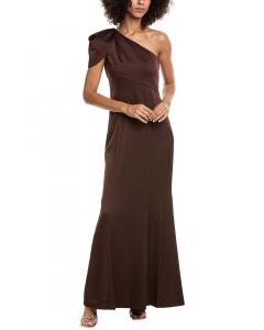 Aidan Mattox Атласное платье с одним плечом, коричневый