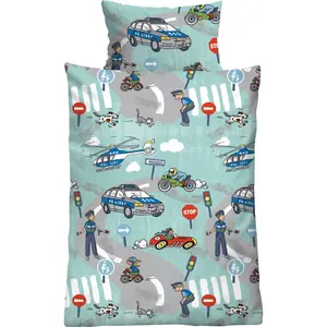 Детское постельное белье Biberna» Эла в размерах. 100х135 или 135х200 см, для детей, детское постельное белье", тонкая фланель, уютная и теплая зимой, детское постельное белье полиция, детское, цвет türkis