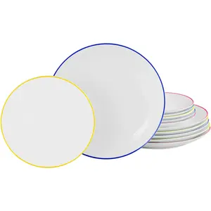 Мой домашний обеденный сервиз «Анжи» (набор, 12 предметов, 6 обеденных тарелок, 6 суповых тарелок), набор посуды, гармоничная, модная форма купе My Home, цвет weiß/bunt