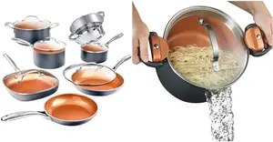 Набор кастрюль и сковородок Gotham Steel, 12 предметов, графитовый