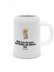 Пивная кружка с енотом и надписью на белом фоне Mr. & Mrs. Panda