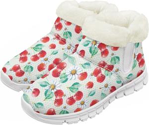 Pzuqiu Зимние ботинки для девочек и мальчиков, ботильоны для детей с утеплителем и мехом, противоскользящие, белая подошва