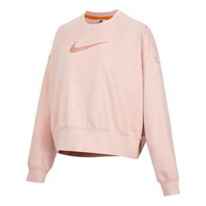 Свитер sportswear swoosh logo embroidered loose knit short round neck pullover pink hoodie Nike, розовый