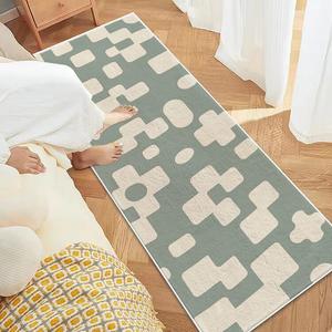 Budis Ковер 80х200 см из искусственного кашемира в скандинавском стиле, клетчатый, для спальни/гостиной, не скользит