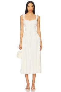 Платье миди из поплина "Baby daisy" For Love & Lemons, white