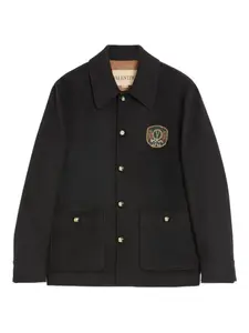 Куртка-рубашка с накладными карманами и вышивкой Valentino Garavani, черный