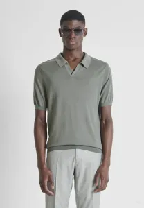 Свитер без пуговиц, короткие рукава, мягкая тонкая рубашка поло Antony Morato, Green