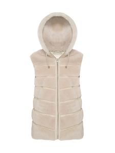Двусторонний жилет из овчины с капюшоном WOLFIE FURS, цвет Vanilla