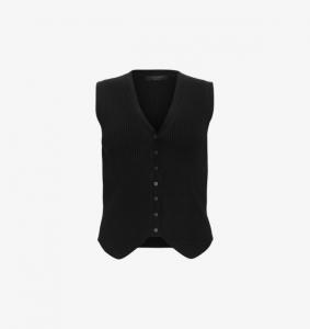 Жилет Cruz с V-образным вырезом и ребристым узором Allsaints, черный