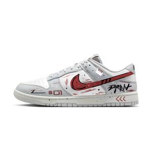 Nike кроссовки для скейтбординга Dunk Abrasion Resistant Low top Unisex бело-серые