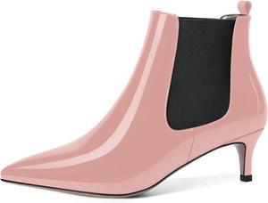 Женские офисные ботильоны SKYSTERRY с заостренным носком, лакированные, модные, невысокий каблук 2 дюйма, Black Pink