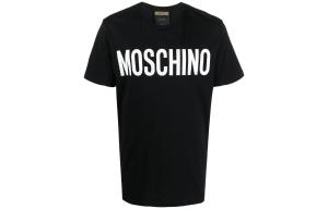 Футболка MOSCHINO черная с принтом логотипа из органического хлопка