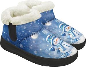 Женские зимние ботинки выше щиколотки, мягкие, на слипоны, с утепленной подошвой, теплые зимние ботинки для женщин Qoiuvncy, Snowmen Blue