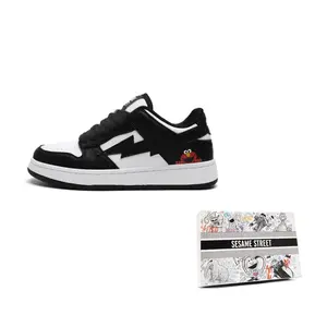 SESAME STREET Теплые противоскользящие и износостойкие легкие низкие скейтерские кроссовки унисекс белый черный, цвет White Black[Best Seller]