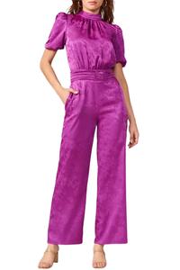 Тео комбинезон с открытой спинкой из сатинового жаккарда в фиолетовом цвете Adelyn rae