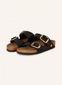 Мюли аризона большая пряжка рафия Birkenstock, черный
