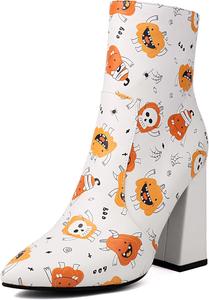 Женские ботильоны UP2STEP на массивном каблуке с заостренным носком, с принтом, на молнии сбоку, для вечеринок, White