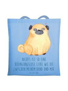 Mr. & Mrs. Panda Сумка с изображением мопса и надписью небесно-голубого цвета