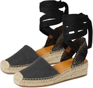 Туфли Franco Sarto Britney Ankle Strap Wedge Espadrilles, Black Solid Fabric