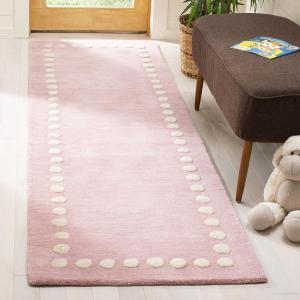 Ковер SAFAVIEH, 77 x 244 см, Kids Collection Runner, Pink, ручной работы с полосатым бордюром из шерсти, идеально для помещений с высокой проходимостью в гостиной, спальне (SFK802U)