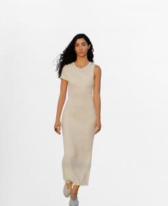 Женское вязаное платье с асимметричными рукавами MANGO, White