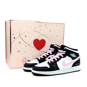 Jordan Air 1 Mid Cushioning, Wear Resistant High top Детские баскетбольные кроссовки Black Pink Teenagers