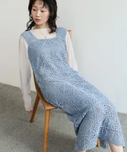 Длинное вязаное крючком платье