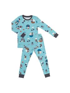 Schlummersack Детская пижама из органического хлопка светло-голубого и красного цвета