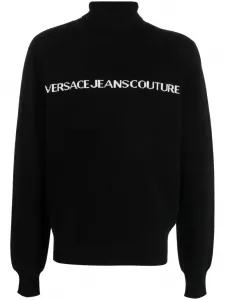 Джемпер с высоким воротником и логотипом Versace Jeans Couture, черный