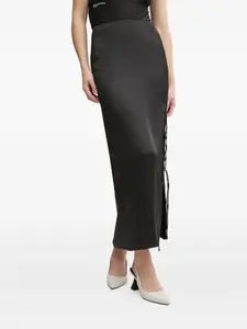 Атласная юбка с боковой шнуровкой Karl Lagerfeld Jeans, черный