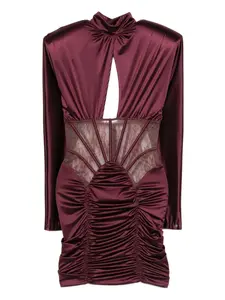 Платье мини с кружевной вставкой и сборками Nissa, красный