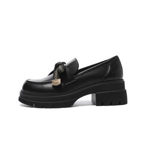 Женские лоферы на массивном каблуке высотой 5 см ZHR, Milk Tea