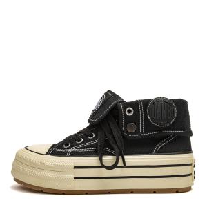 Дышащие туфли Far Waves на платформе Mid Top из холста для женщин YUANBO, черный/белый