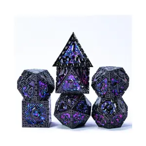 Полигональный набор «Скрытый дракон» — черный и фиолетовый (7), Dice Sets - Metal - Dragonstone, Dragon, Dragon Scale, Hidden Dragon