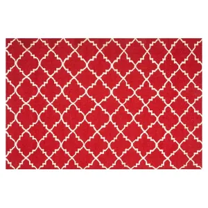 Ковер ручной работы из шерсти с геометрическим узором и четырехлистником Dhurries Safavieh, красный, 183x183 см