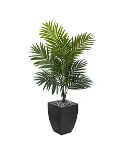 Искусственное дерево кентия пальма высотой 4,5 фута в кашпо черного цвета Nearly Natural, green