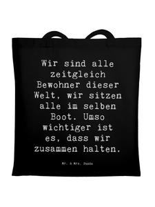 Mr. & Mrs. Panda Сумка-шоппер с надписью: «Распространяем доброту с помощью...» (черный цвет)