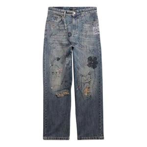 Брюки doodle-print straight denim pants 'blue' Balenciaga, синий