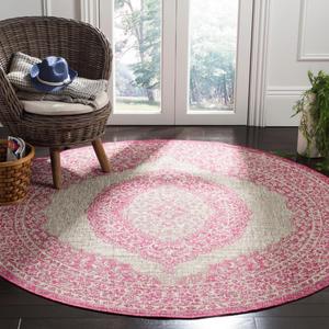 Ковер для помещений и улицы safavieh courtyard collection light grey/fuchsia cy8751 водонепроницаемый легко чистится для патио, заднего двора, прихожей, 201 x 201 см